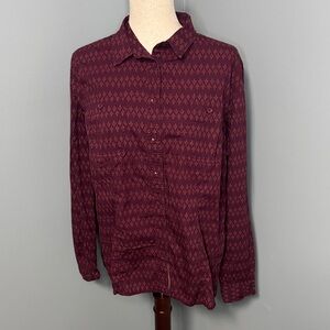 Duluth Trading Women's Burgundy Free Range Cotton Button Top Sz XL